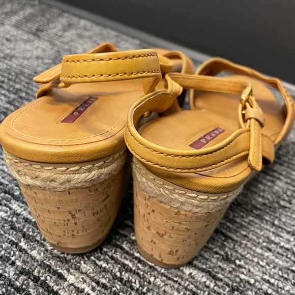 prada leather cross cork wedges - Picture 4 of 5